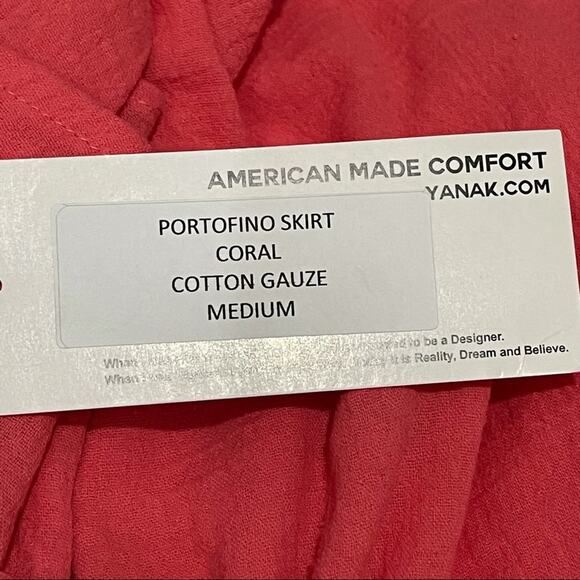 Yana K Mini Skirt Skort 100% Cotton Tiered Coral Size Medium NEW - Picture 9 of 10
